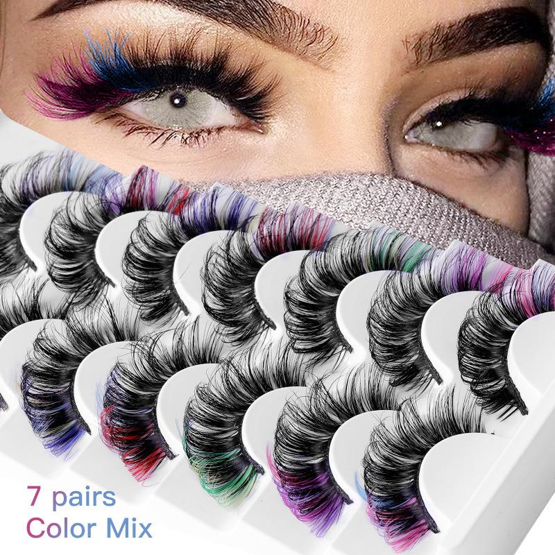 Eyelash Extension Volume Lashes - 7 Par Kolorowych Sztucznych Rzęs 3D
